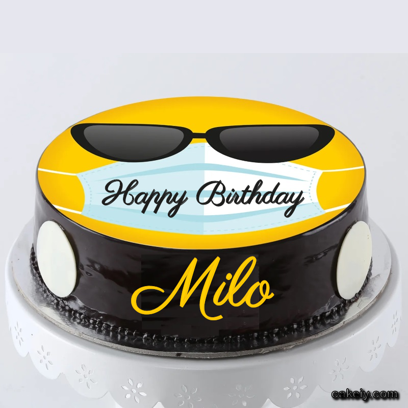 Corona Mask Emoji Cake for Milo