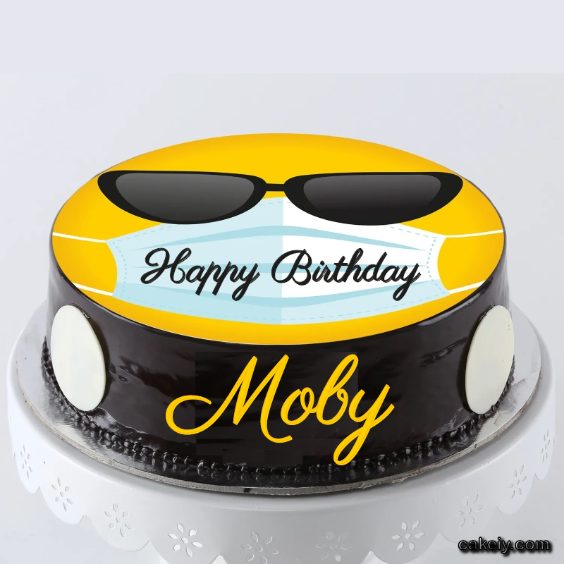 Corona Mask Emoji Cake for Moby