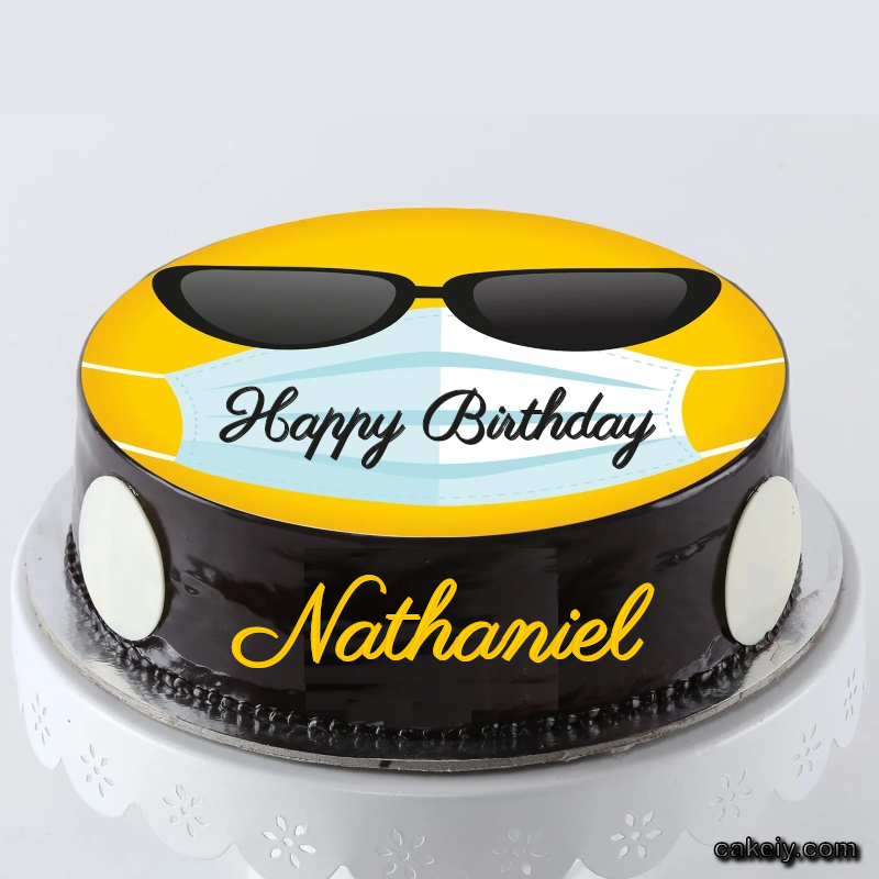 Corona Mask Emoji Cake for Nathaniel