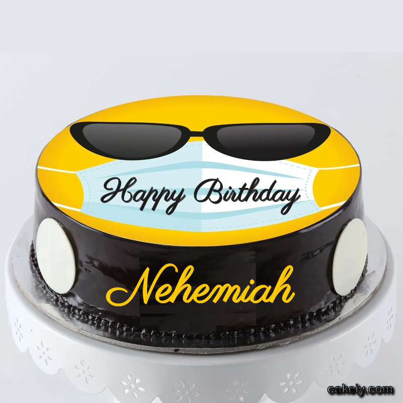 Corona Mask Emoji Cake for Nehemiah