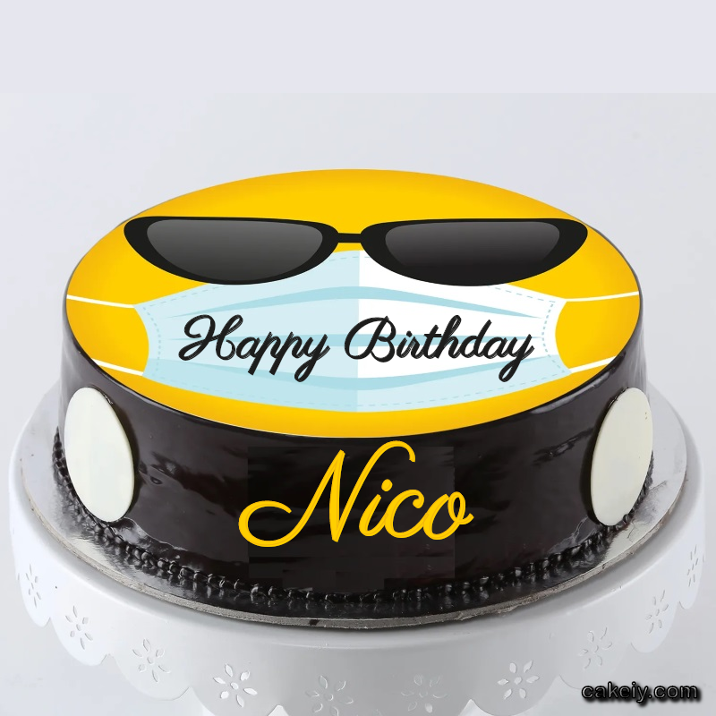 Corona Mask Emoji Cake for Nico