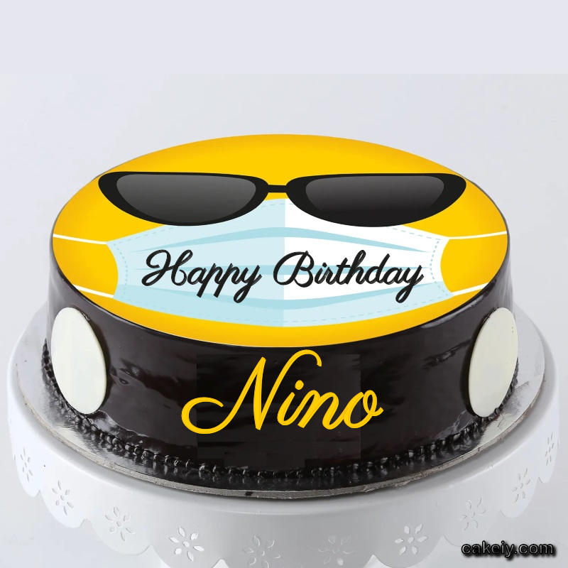 Corona Mask Emoji Cake for Nino