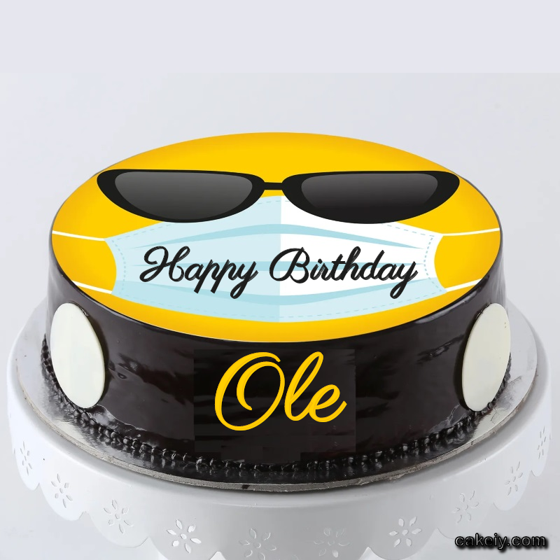 Corona Mask Emoji Cake for Ole