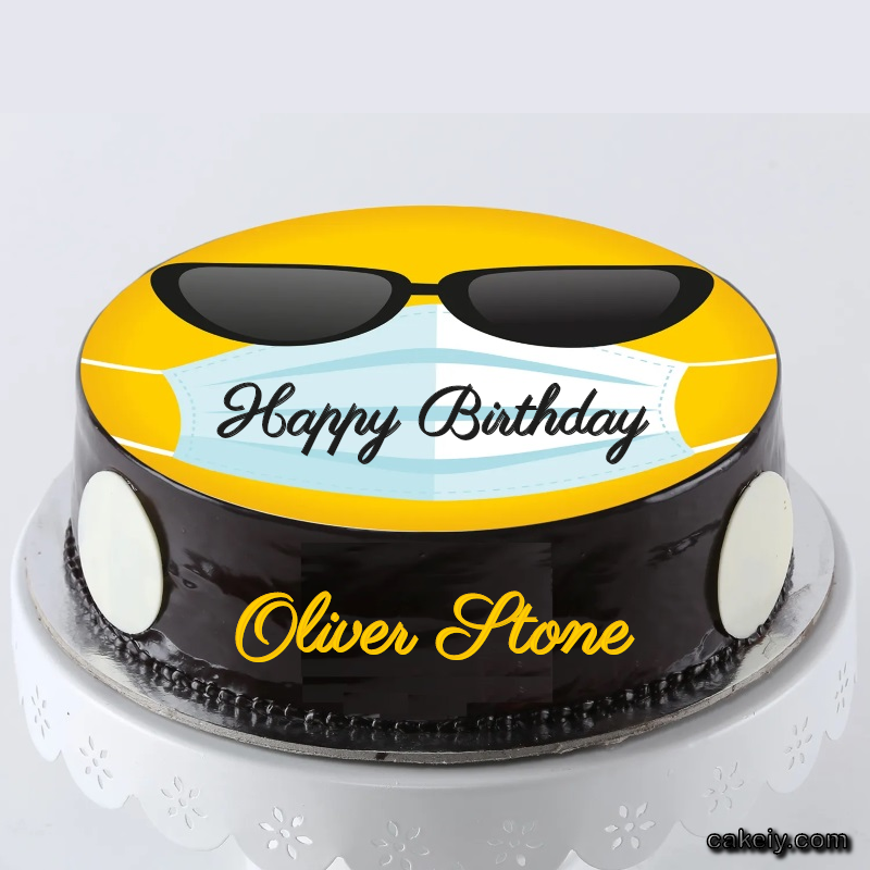 Corona Mask Emoji Cake for Oliver Stone