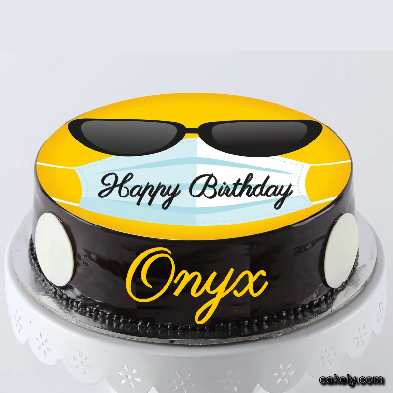 Corona Mask Emoji Cake for Onyx