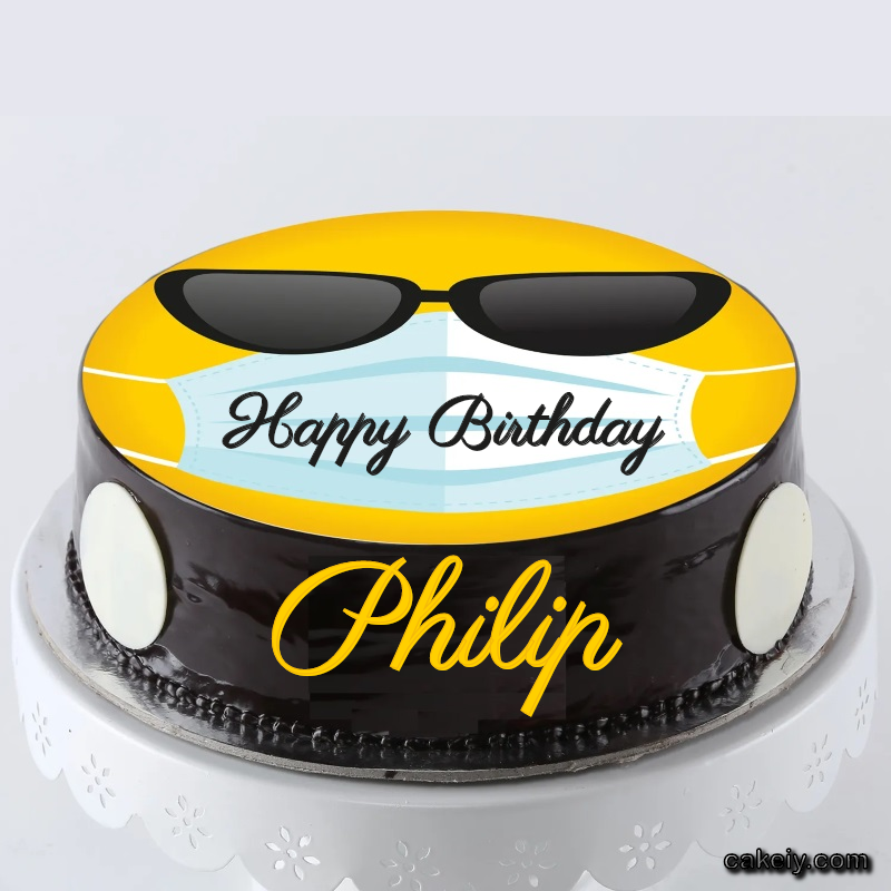 Corona Mask Emoji Cake for Philip