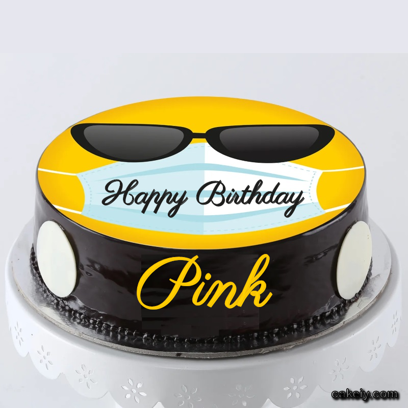 Corona Mask Emoji Cake for Pink