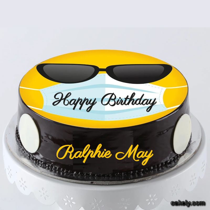 Corona Mask Emoji Cake for Ralphie May