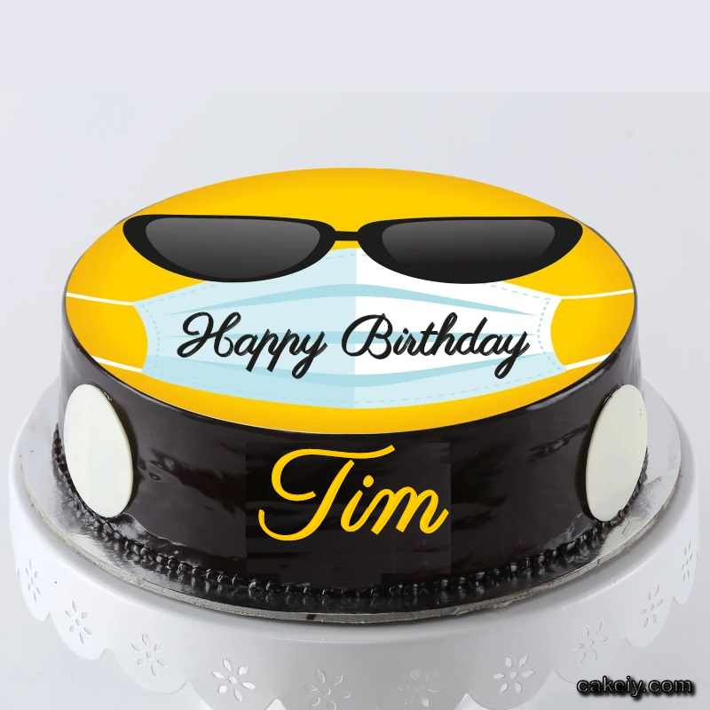 Corona Mask Emoji Cake for Tim