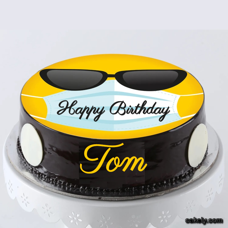 Corona Mask Emoji Cake for Tom