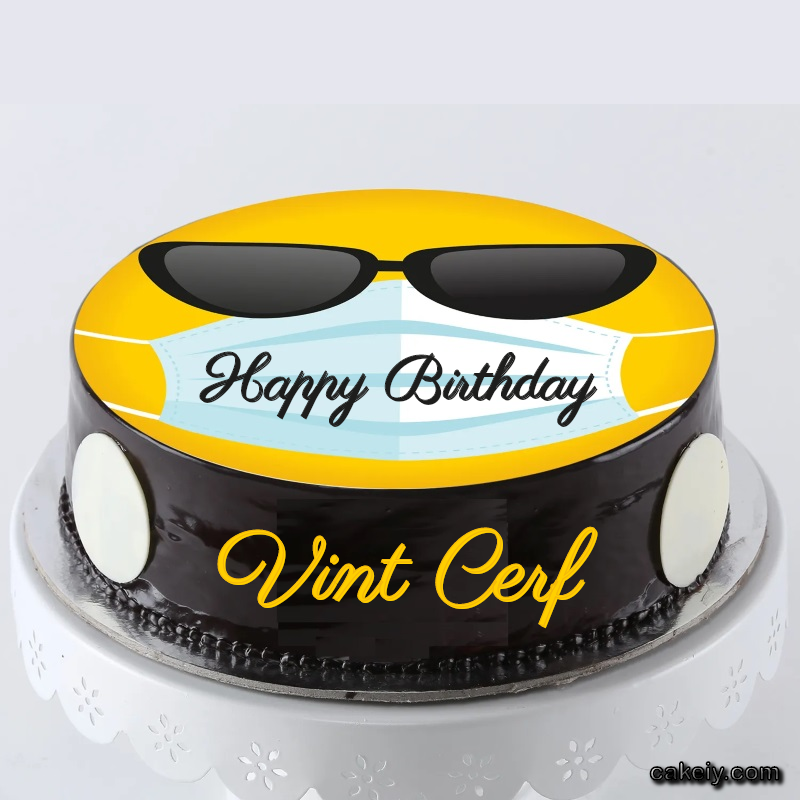 Corona Mask Emoji Cake for Vint Cerf