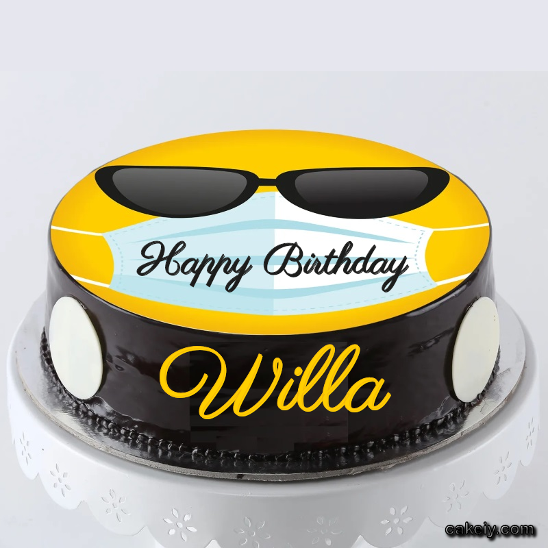 Corona Mask Emoji Cake for Willa