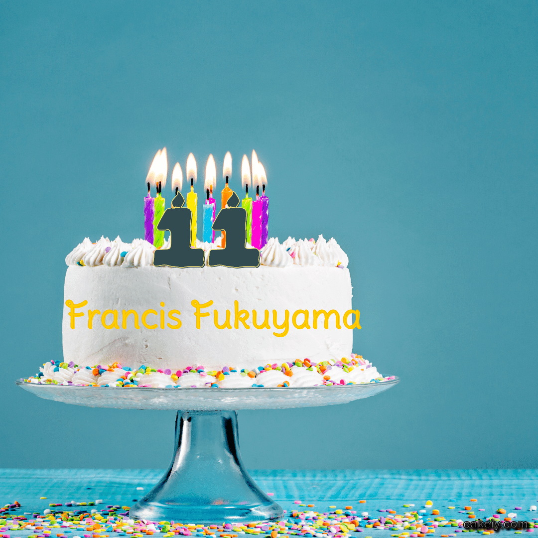 Flourless White Cake With Candle for Francis Fukuyama