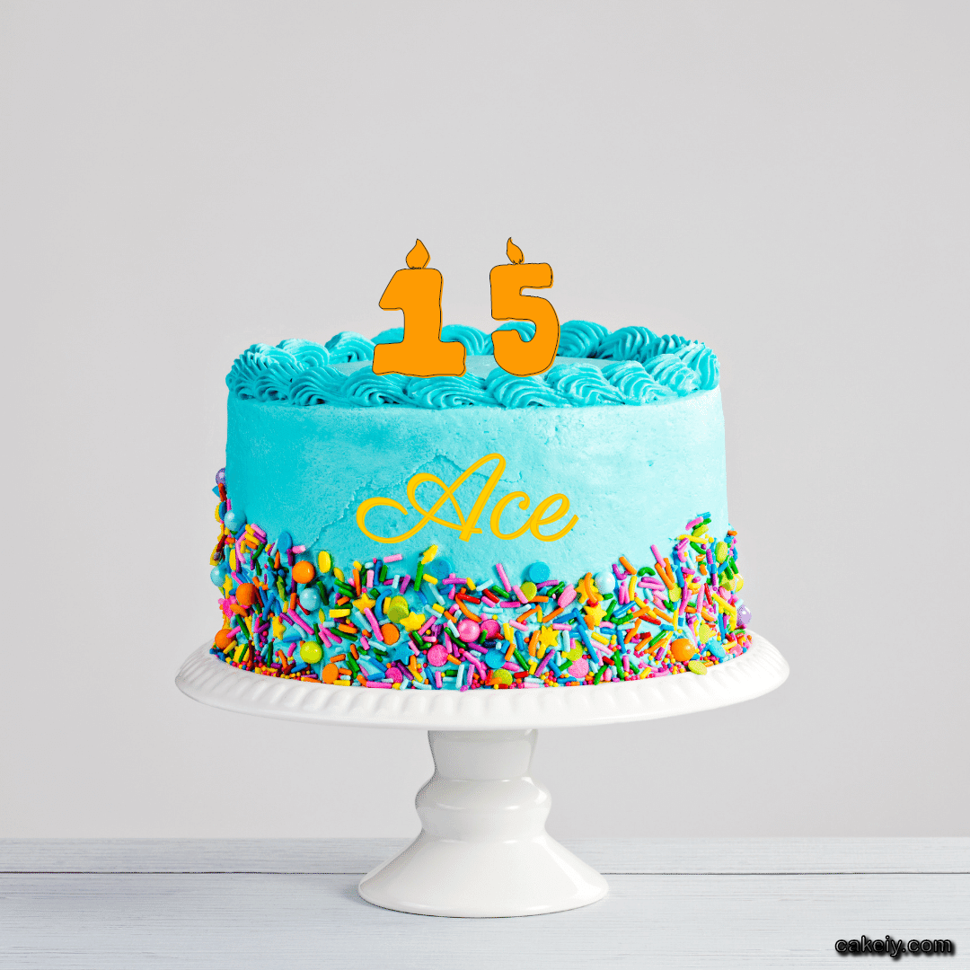 Light Blue Cake with Sparkle for Ace
