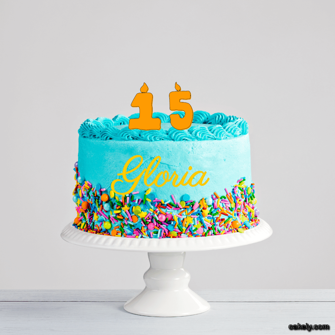 Light Blue Cake with Sparkle for Gloria
