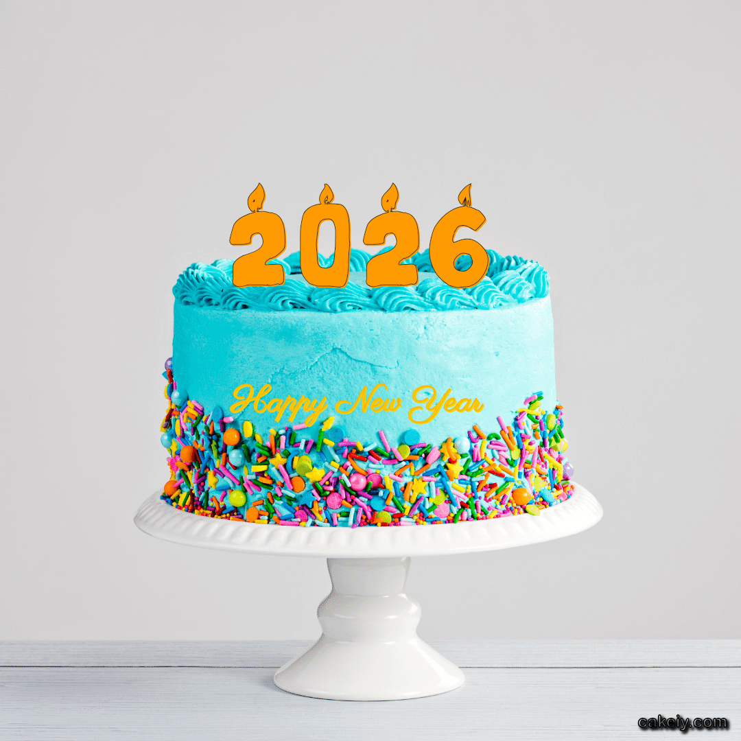 Light Blue Cake with Sparkle for Your Name