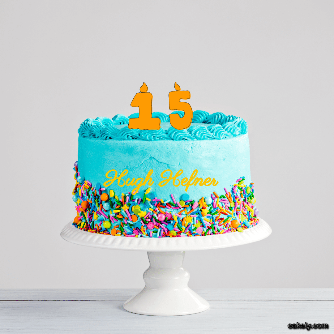 Light Blue Cake with Sparkle for Hugh Hefner