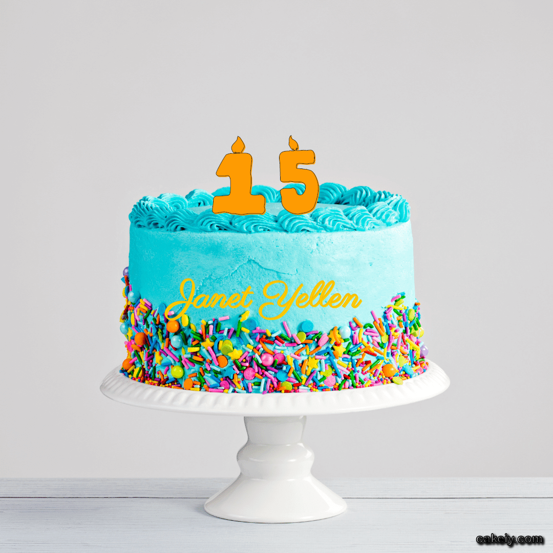 Light Blue Cake with Sparkle for Janet Yellen
