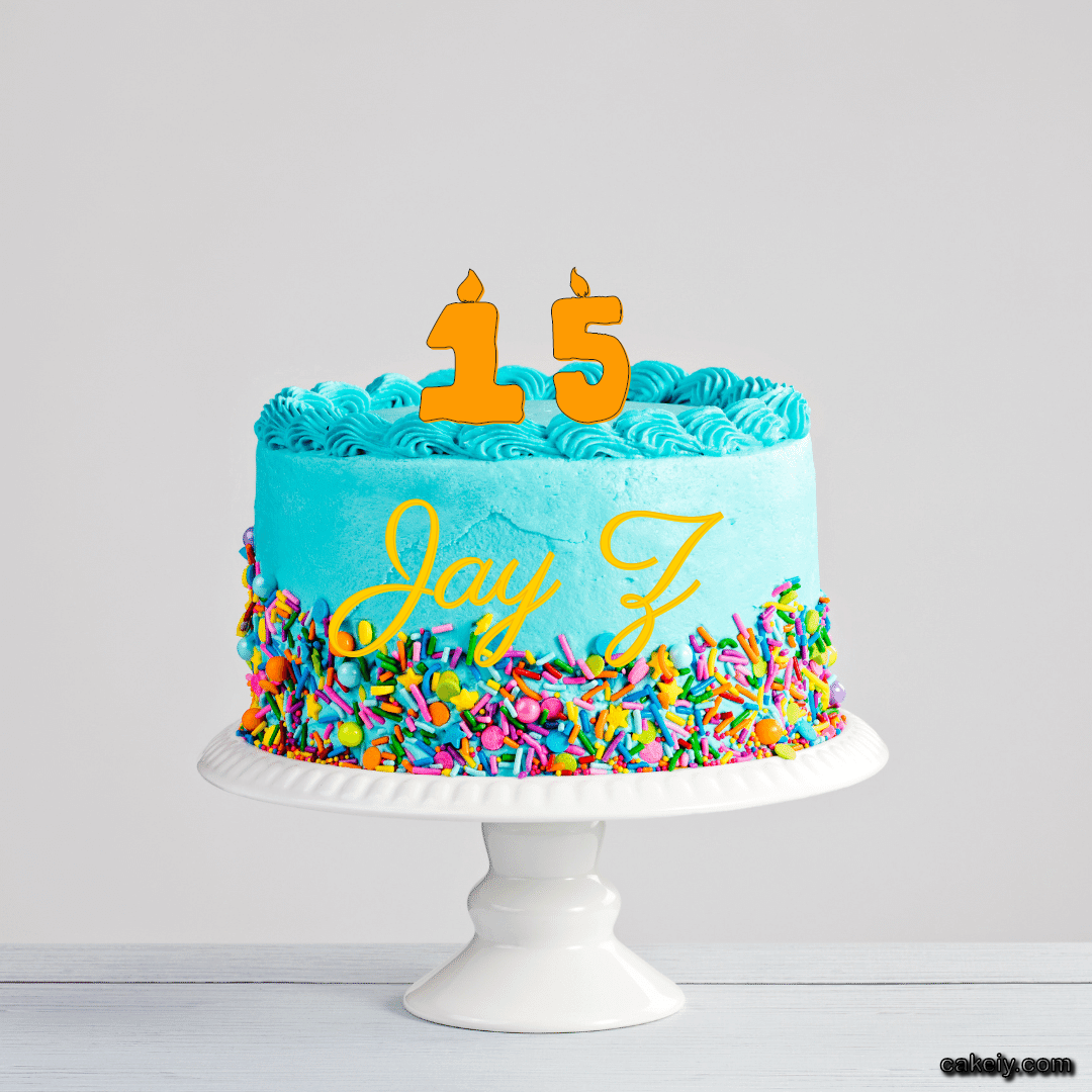 Light Blue Cake with Sparkle for Jay Z