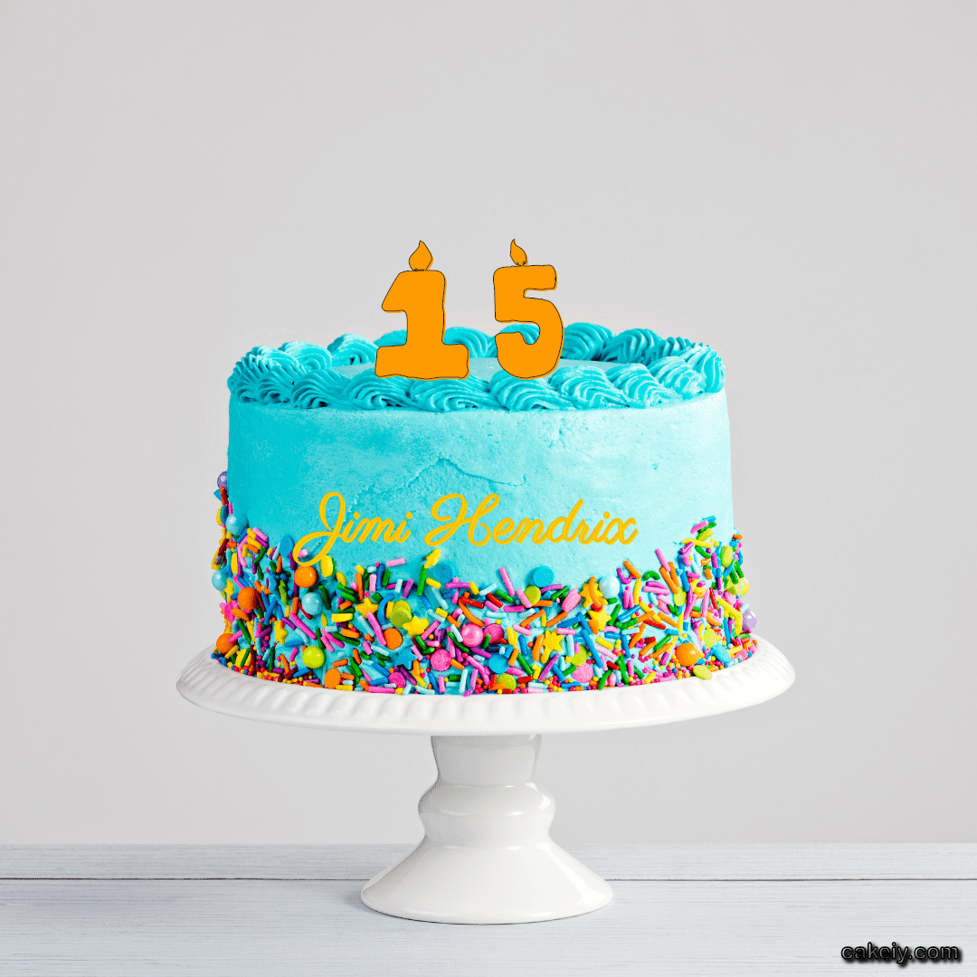 Light Blue Cake with Sparkle for Jimi Hendrix