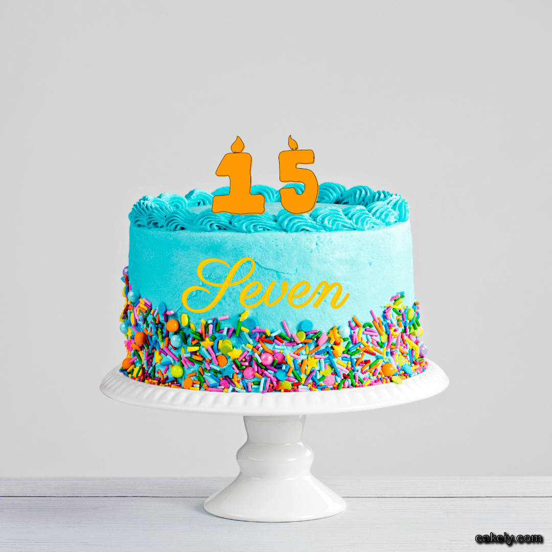 Light Blue Cake with Sparkle for Seven