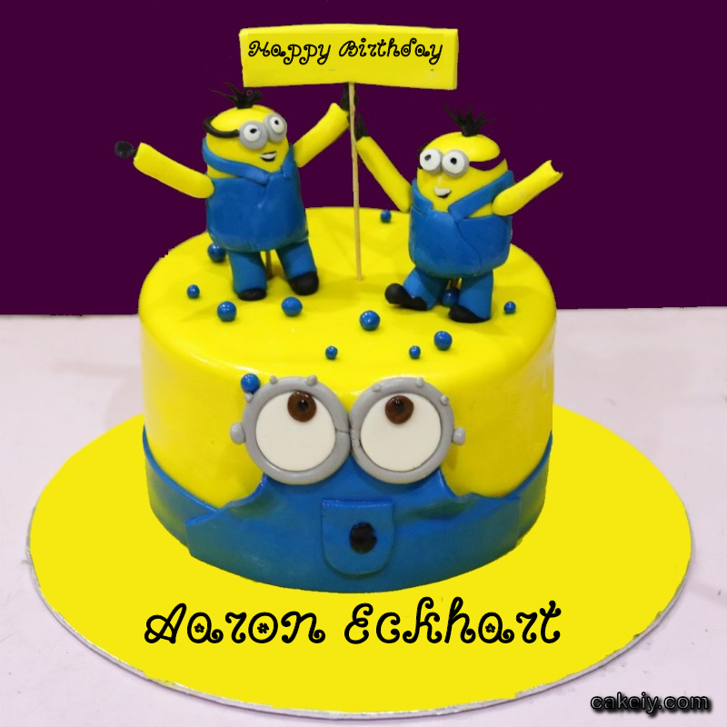 Minions Cake With Name for Aaron Eckhart