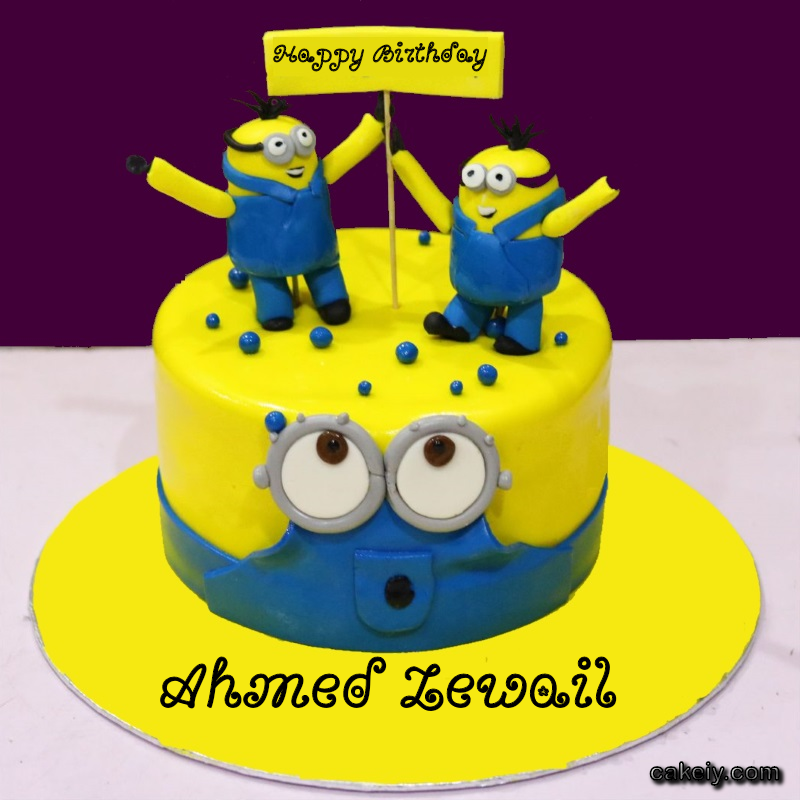 Minions Cake With Name for Ahmed Zewail