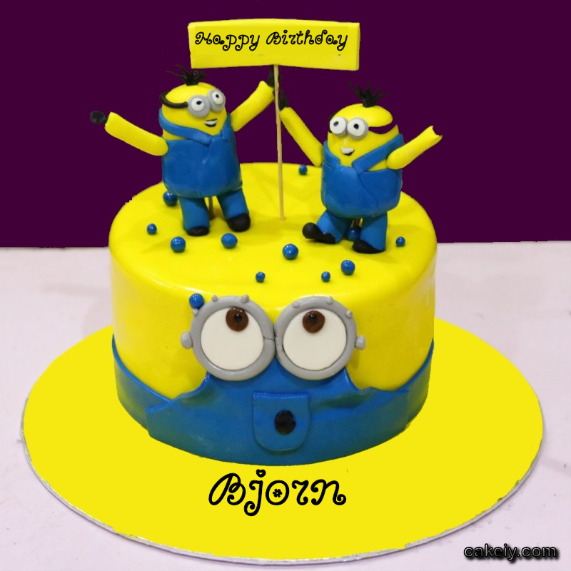 Minions Cake With Name for Bjorn