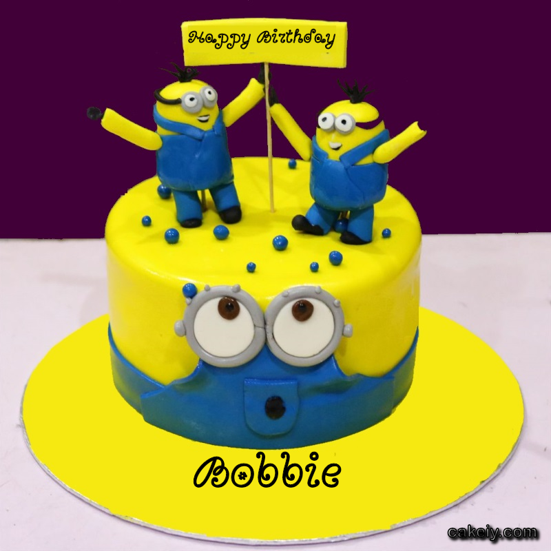 Minions Cake With Name for Bobbie