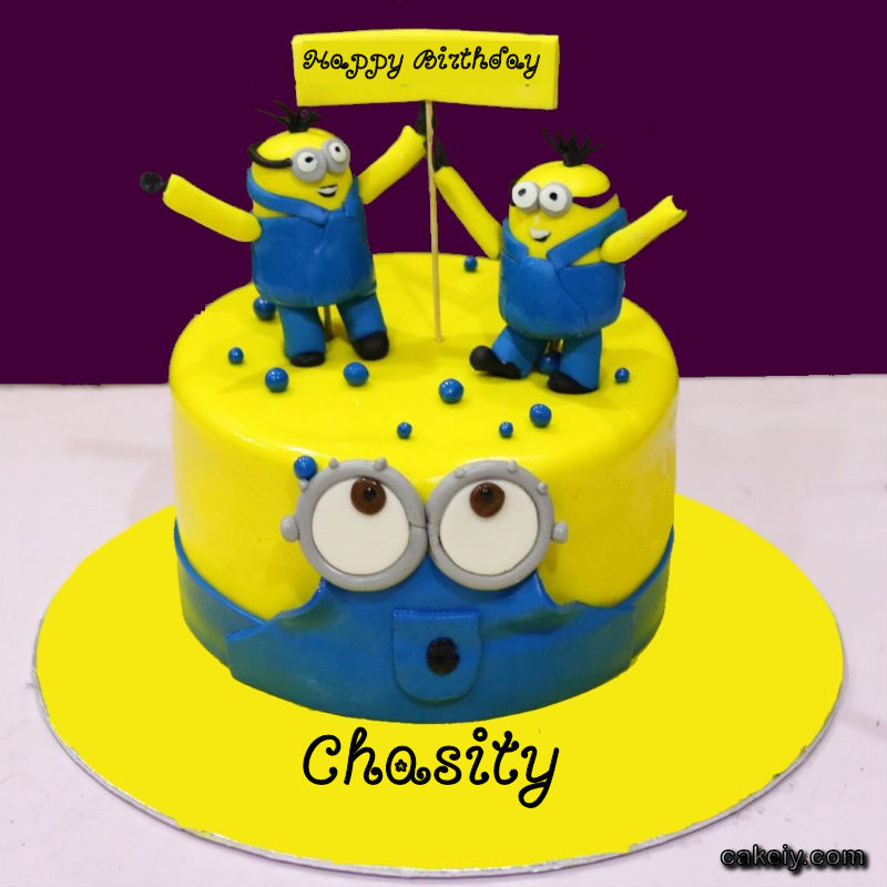 Minions Cake With Name for Chasity