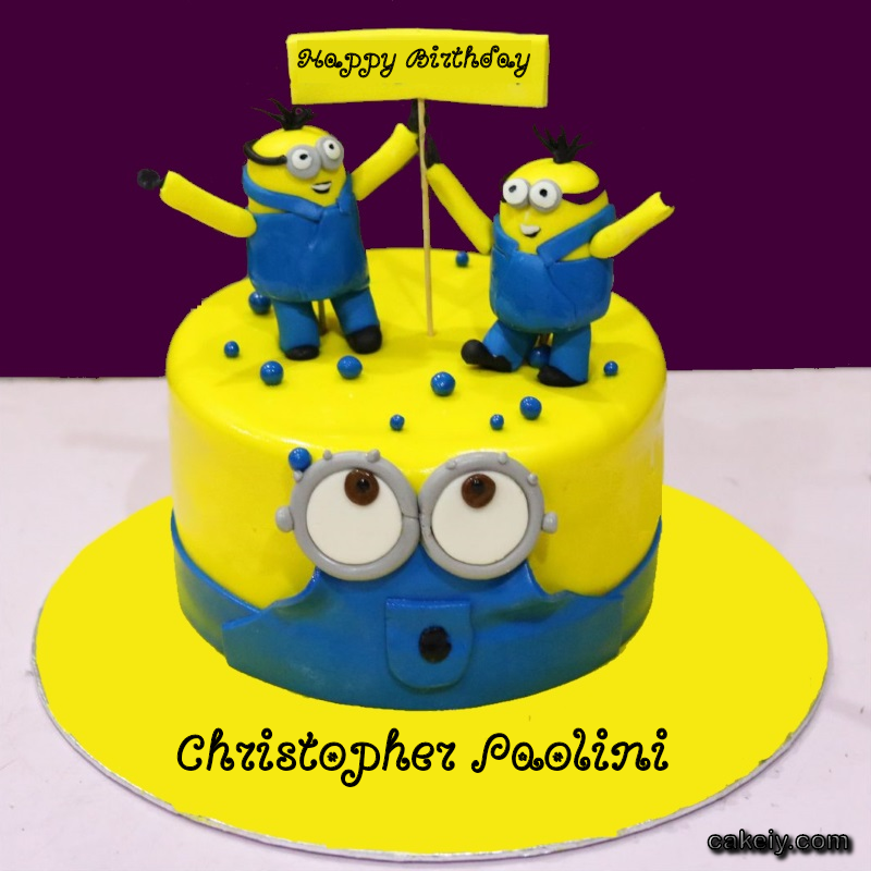 Minions Cake With Name for Christopher Paolini