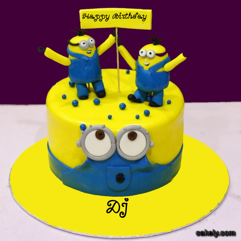 Minions Cake With Name for Dj