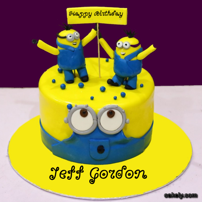 Minions Cake With Name for Jeff Gordon