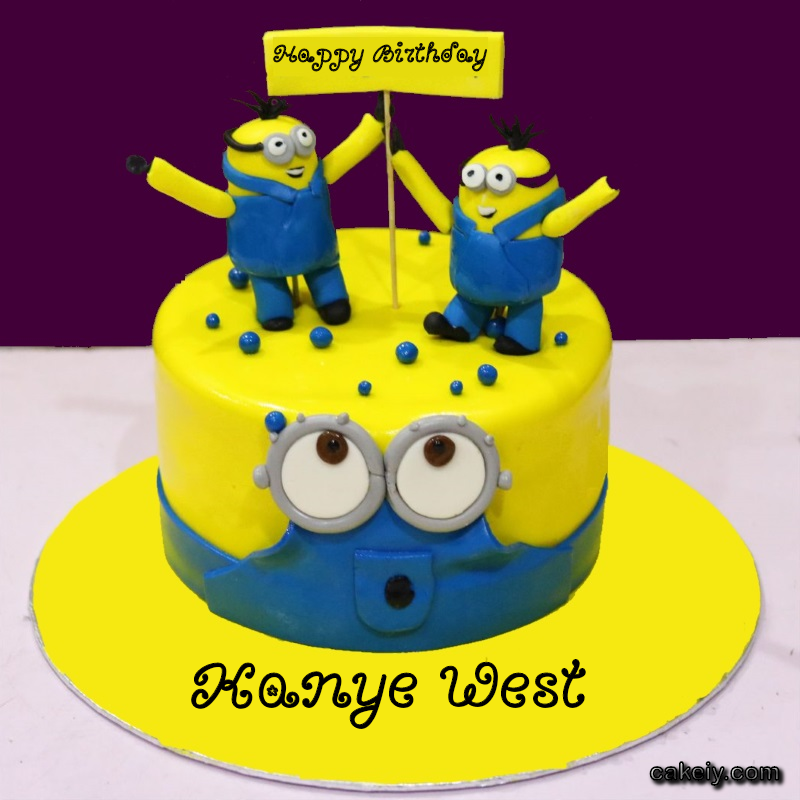 Minions Cake With Name for Kanye West