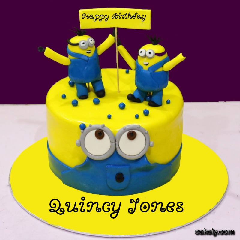 Minions Cake With Name for Quincy Jones