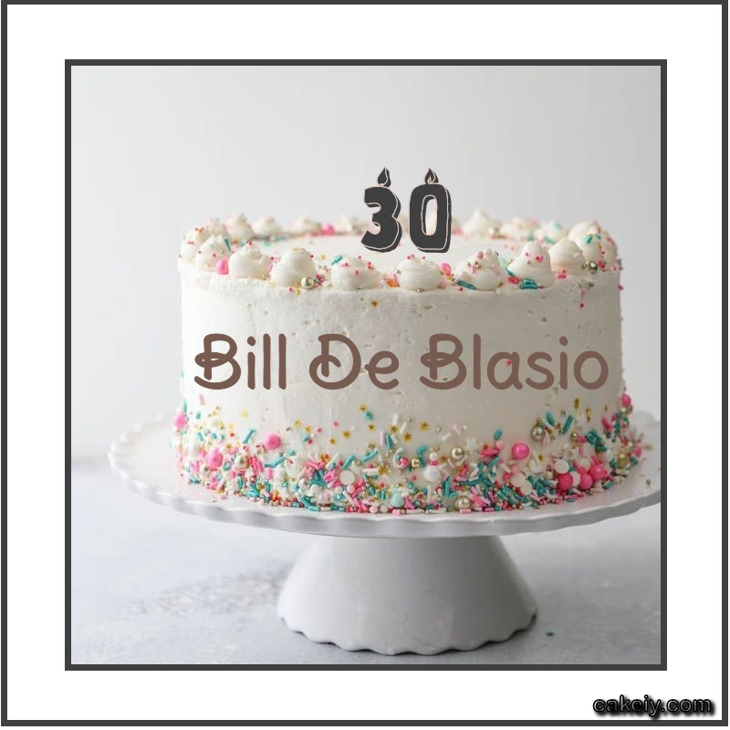 Vanilla Cake with Year for Bill De Blasio