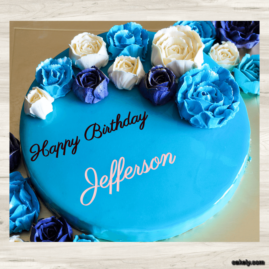 Vivid Cerulean Cake with Flowers for Jefferson