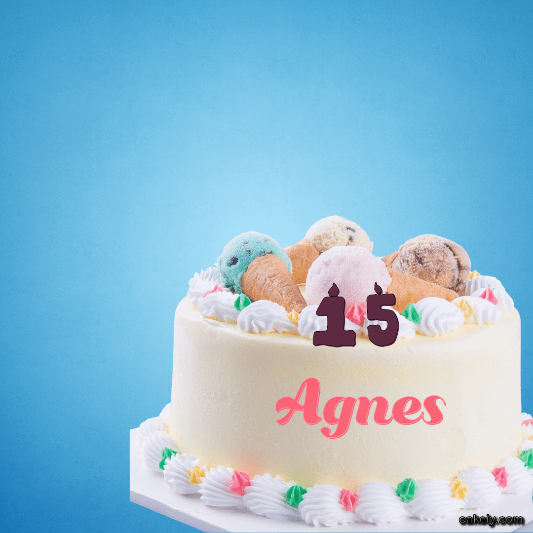 White Cake with Ice Cream Top for Agnes
