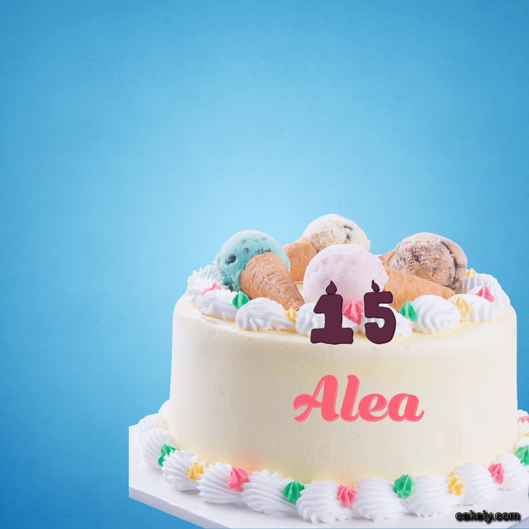White Cake with Ice Cream Top for Alea