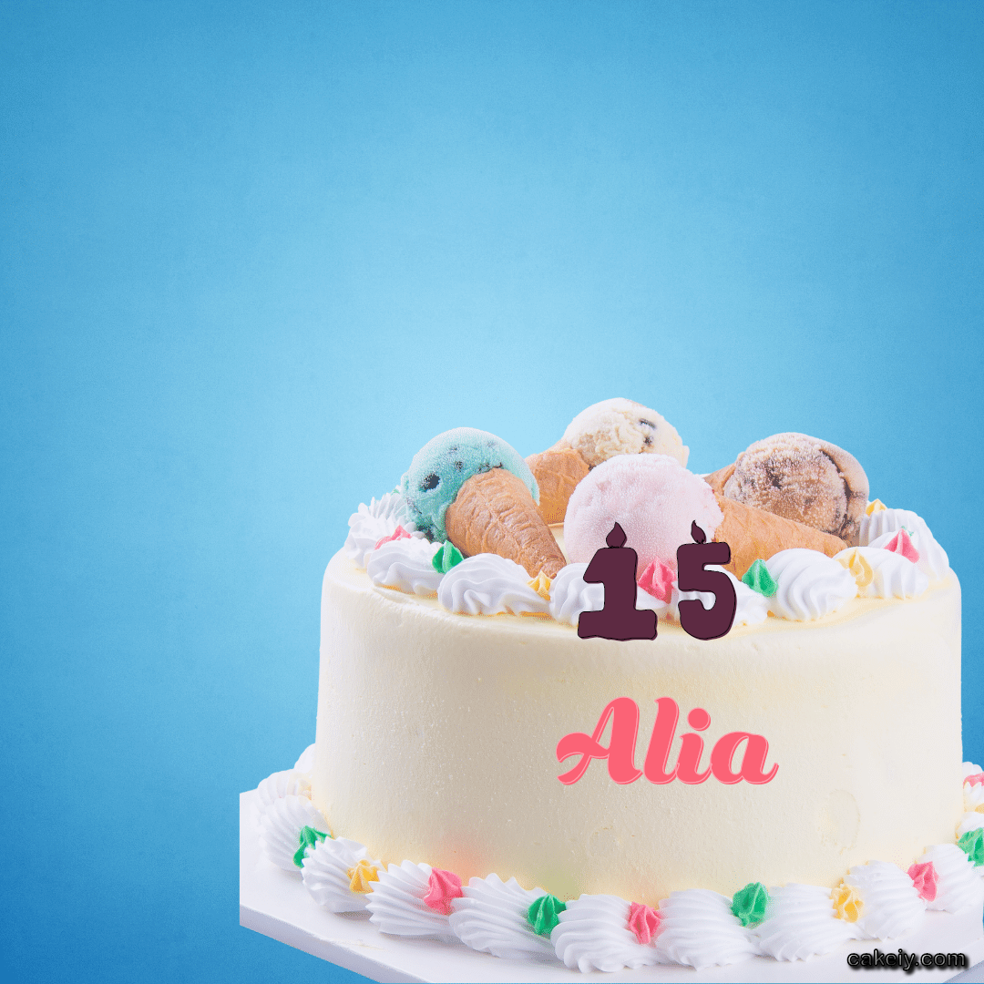 White Cake with Ice Cream Top for Alia