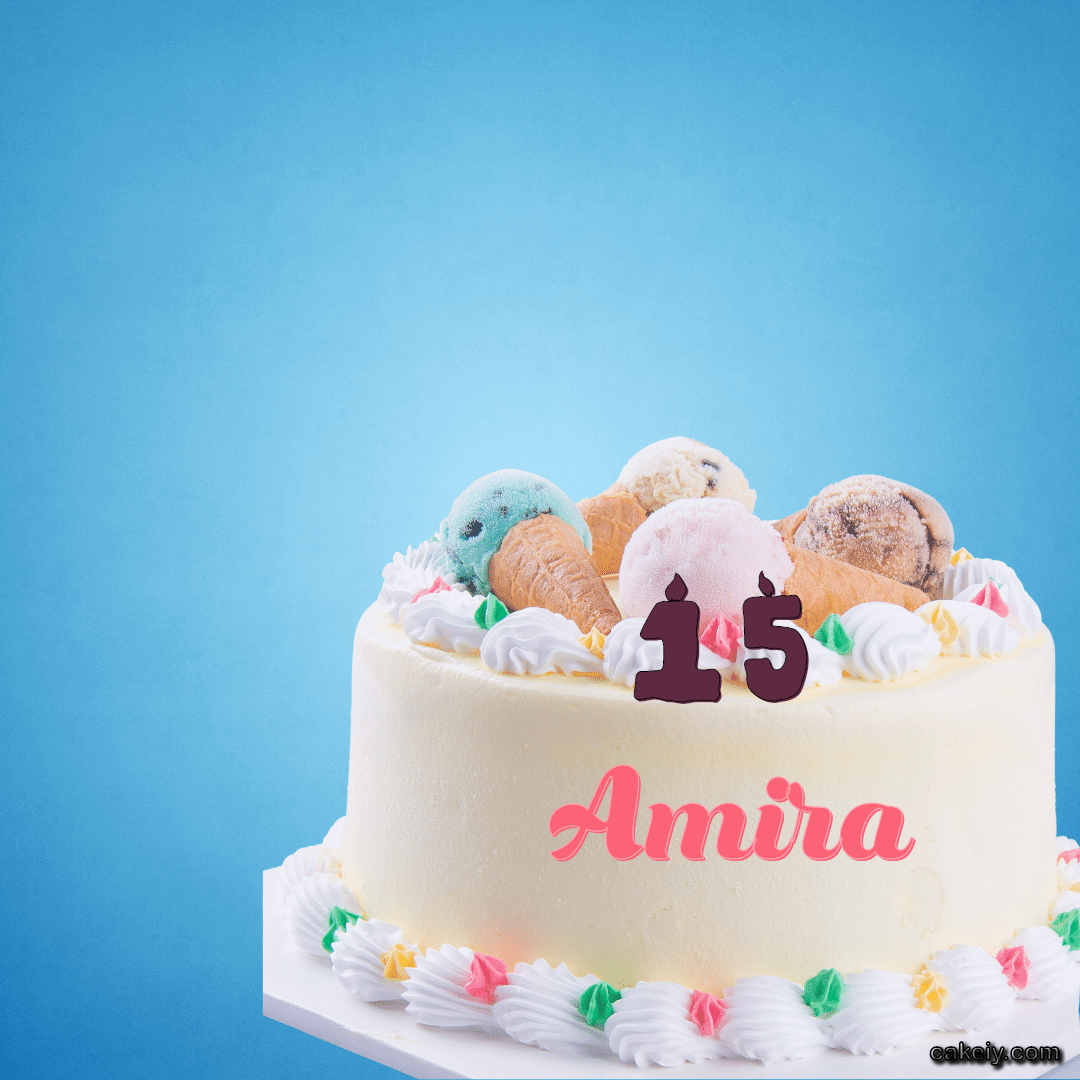 White Cake with Ice Cream Top for Amira
