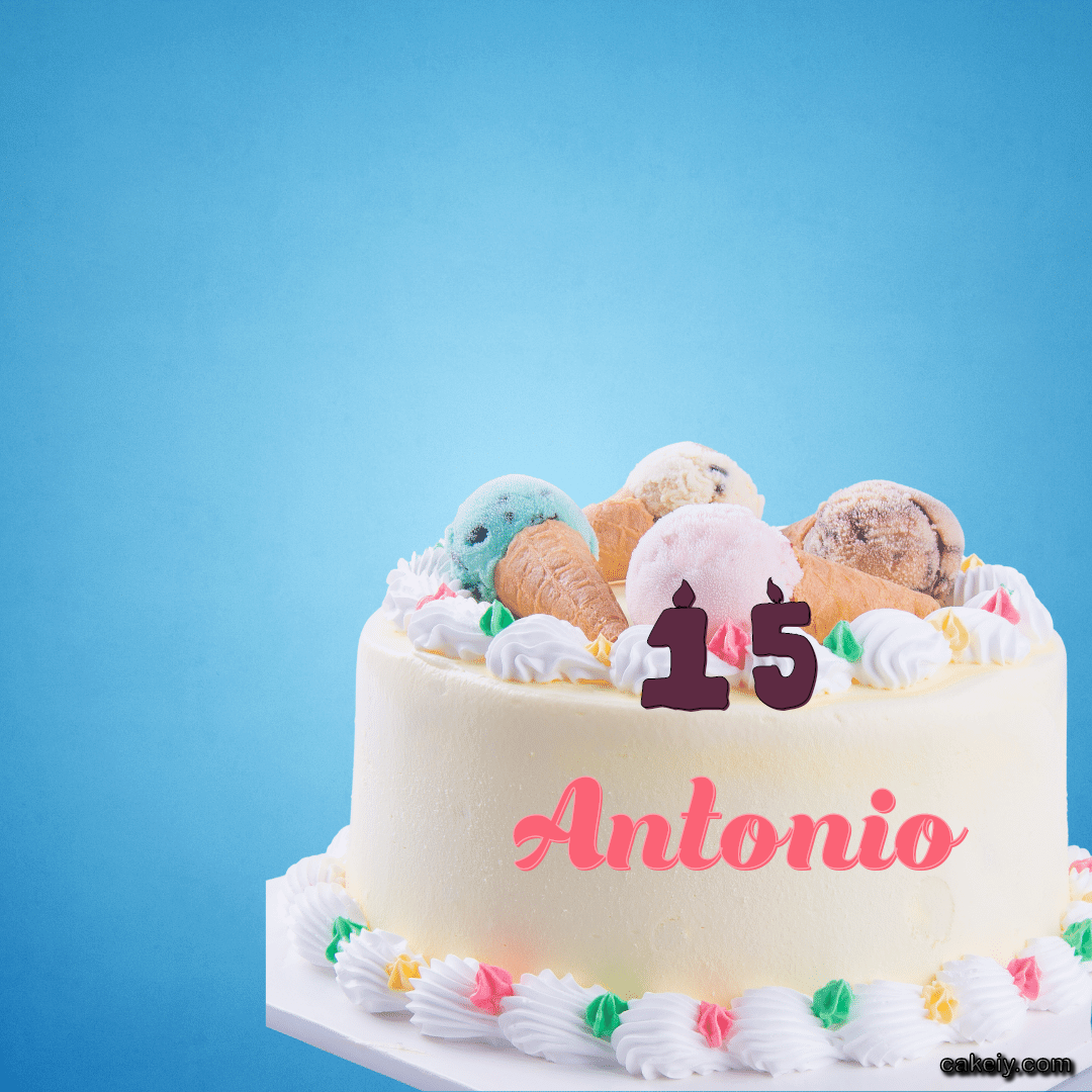 White Cake with Ice Cream Top for Antonio