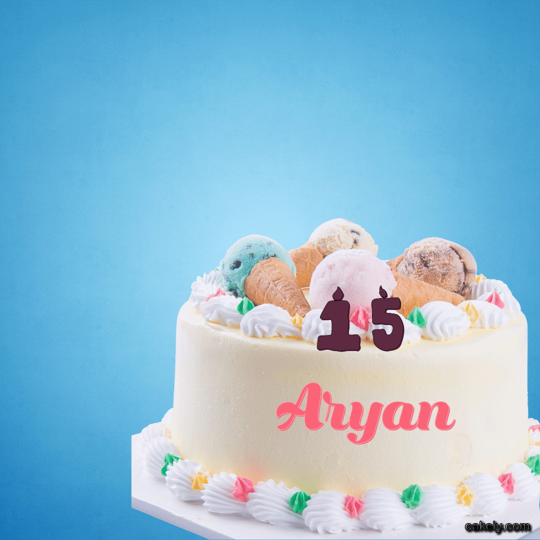 White Cake with Ice Cream Top for Aryan