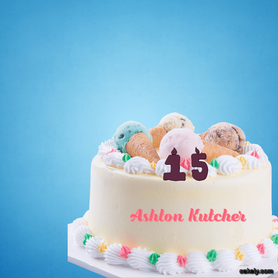 White Cake with Ice Cream Top for Ashton Kutcher