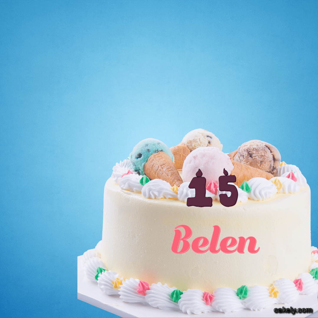 White Cake with Ice Cream Top for Belen