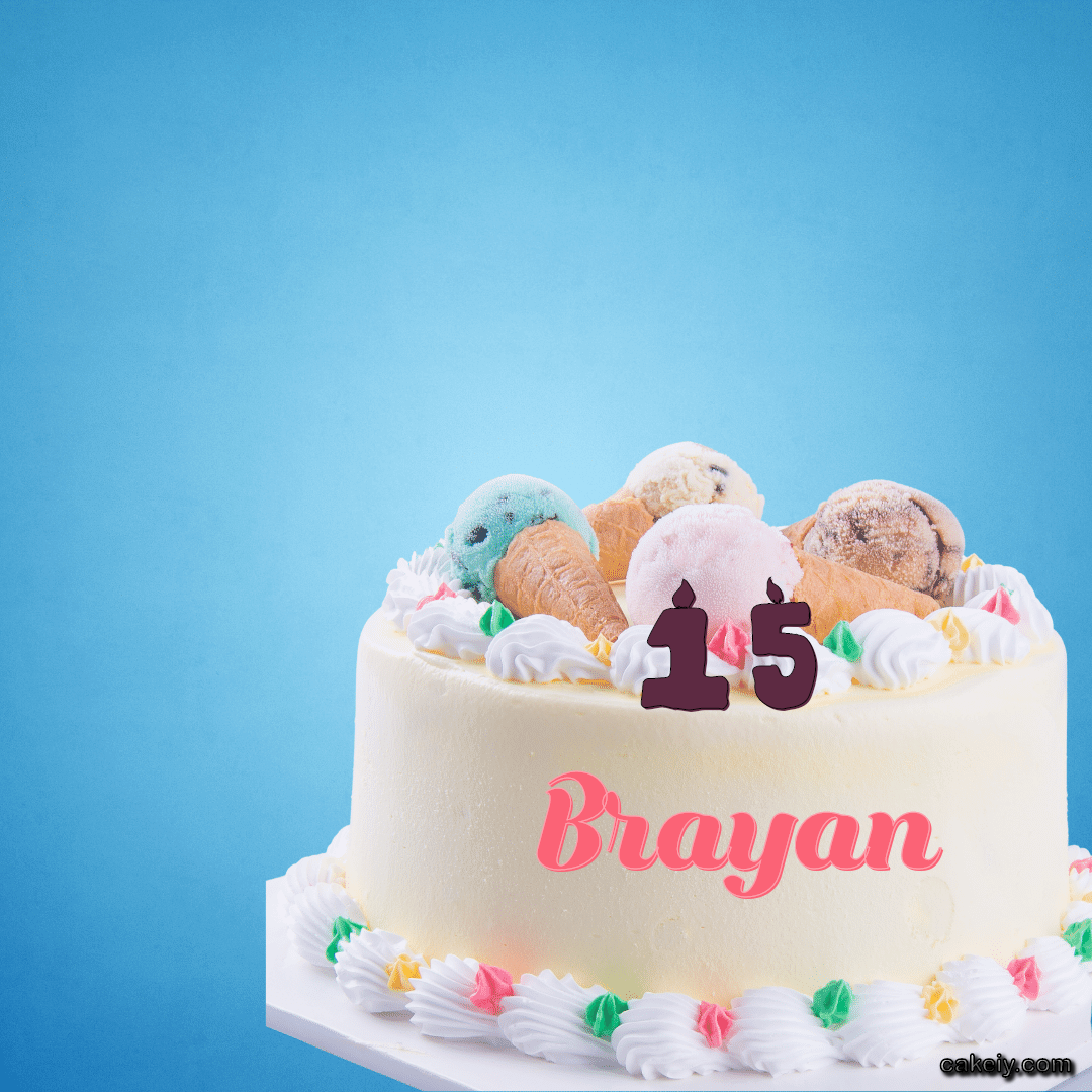 White Cake with Ice Cream Top for Brayan