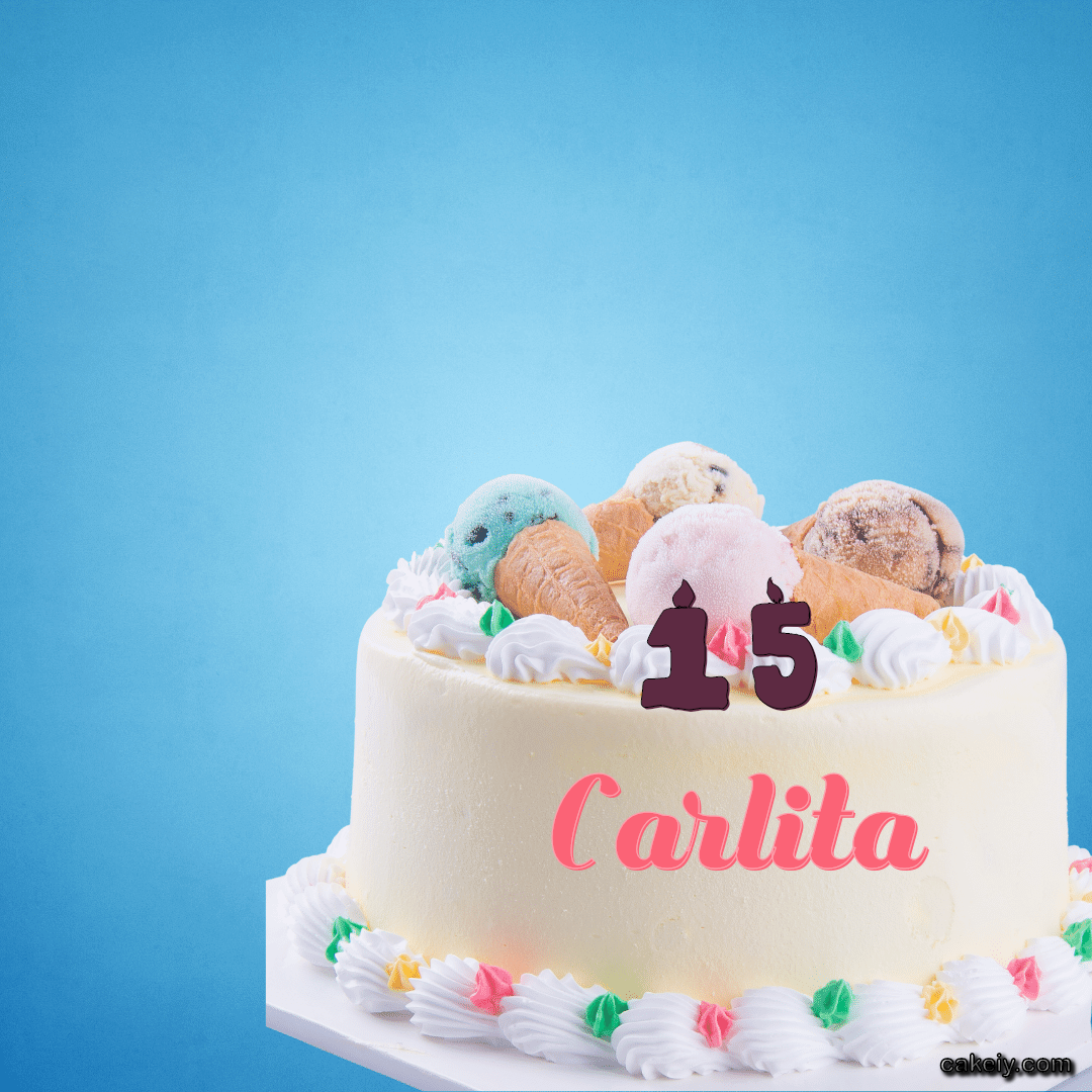 White Cake with Ice Cream Top for Carlita