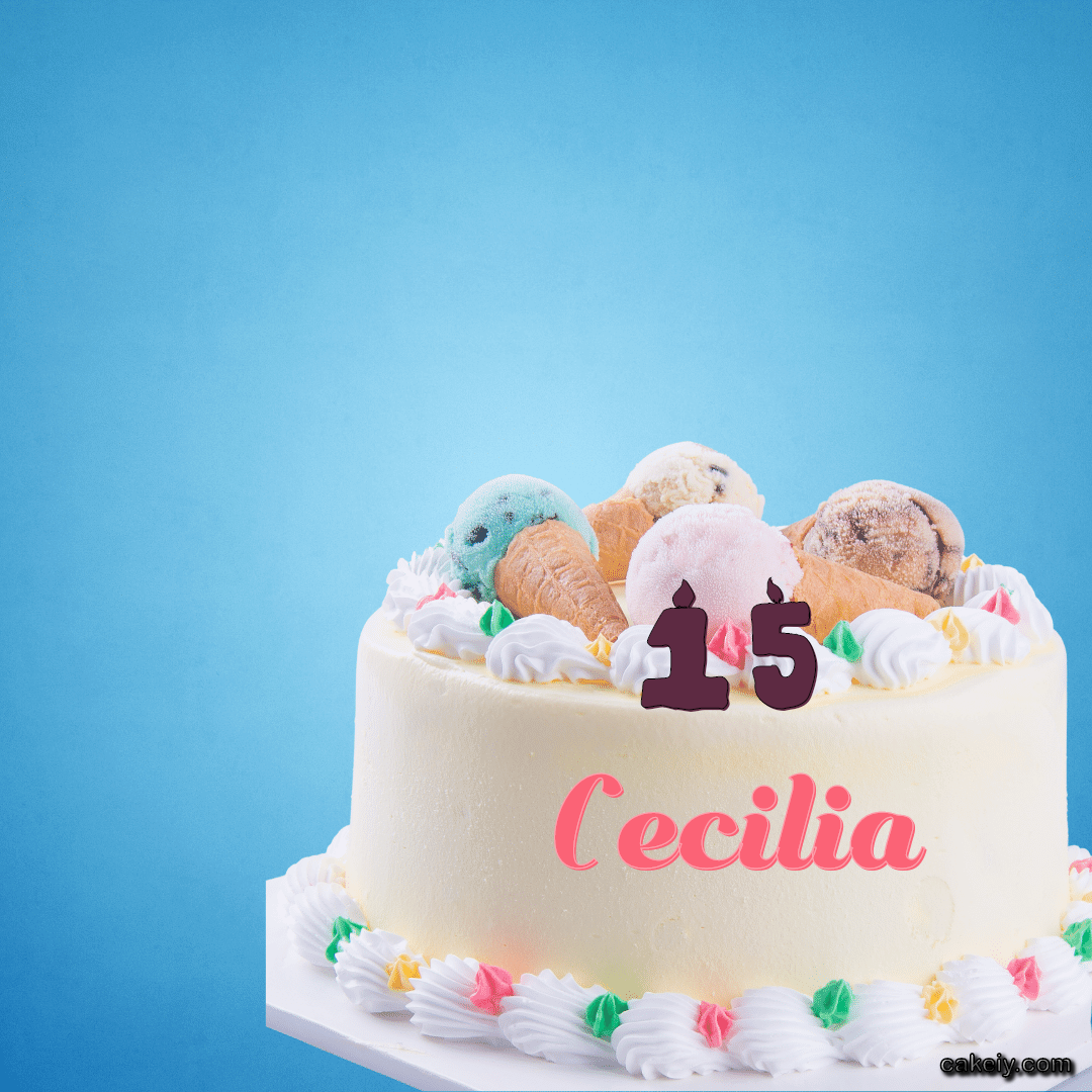 White Cake with Ice Cream Top for Cecilia