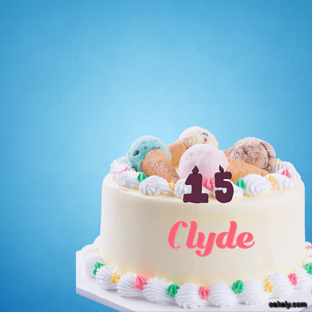 White Cake with Ice Cream Top for Clyde