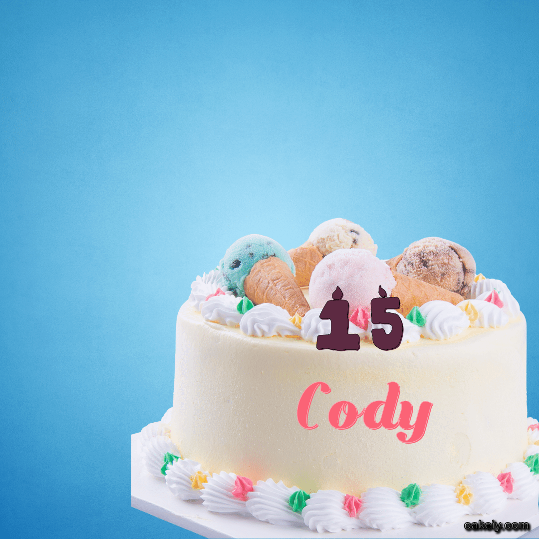 White Cake with Ice Cream Top for Cody